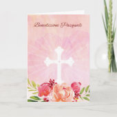 Italian Language Easter Blessings Flowers Cross Kaart (Voorkant)