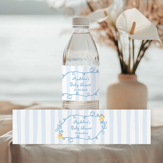 Italian Lemon Blue Bows Baby Shower Waterfles Etiket