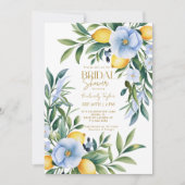Italian Lemon Blue Floral Citrus Vrijgezellenfeest Kaart (Voorkant)
