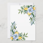 Italian Lemon Blue Floral Citrus Vrijgezellenfeest Kaart (Achterkant)