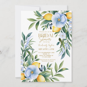 Italian Lemon Blue Floral Citrus Vrijgezellenfeest Kaart