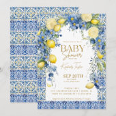 Italian Lemon Blue Tegels Italië Baby shower Kaart (Voorkant / Achterkant)