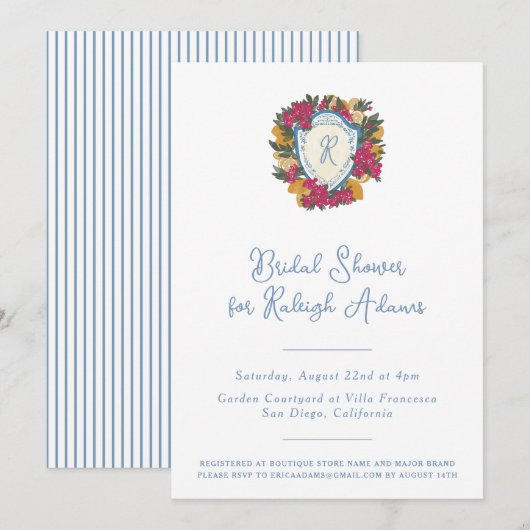 Italian Lemon & Bougainvillea Crest Vrijgezellenfe Kaart (Voorkant / Achterkant)