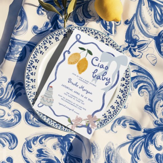 Italian Lemon Boys Baby shower Kaart