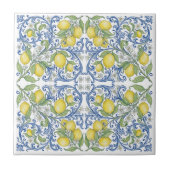 Italian Lemon Citrus Blue Majolica Tile Pattern Tegeltje (Voorkant)