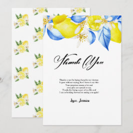 Italian Lemon Floral Bridal Shower thank you Kaart