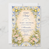 Italian Lemon Floral Frame Baby Shower Kaart (Voorkant)
