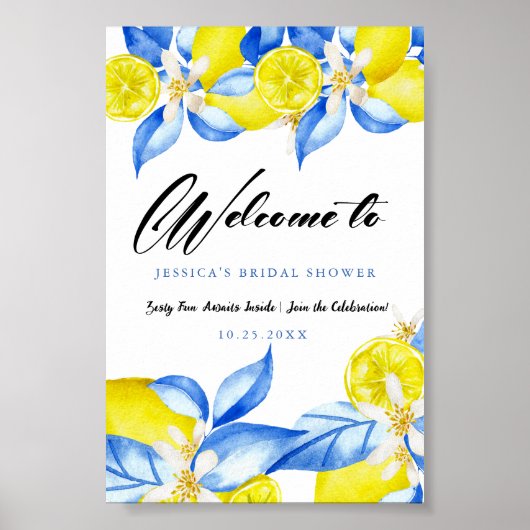 Italian Lemon Floral Vrijgezellenfeest invite Poster (Voorkant)