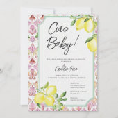 Italian Lemon Girl Roze Baby shower Kaart (Voorkant)
