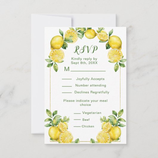 Italian Lemon Greenery Lijst Wedding RSVP (Voorkant)