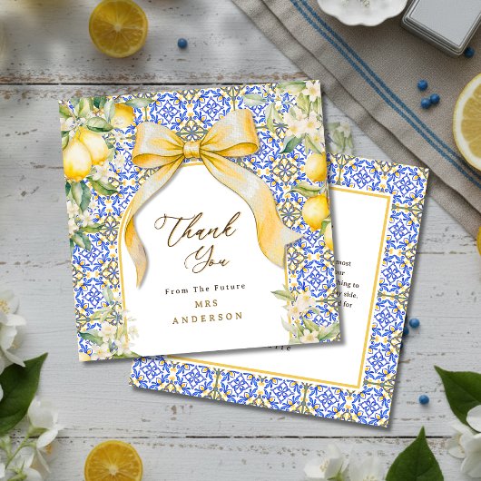 Italian Lemon Mediterranean Tile Elegant Coquette Bedankkaart
