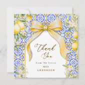 Italian Lemon Mediterranean Tile Elegant Coquette Bedankkaart (Voorkant)