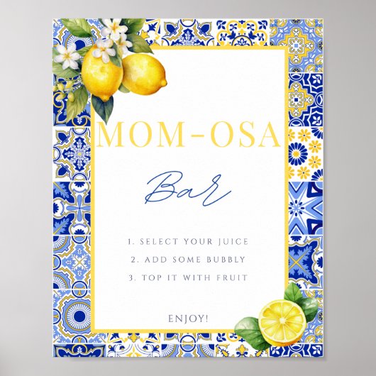 Italian Lemon Momosa Bar Baby shower Sign Poster (Voorkant)