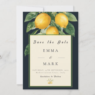 Italian Lemon Save the Date Wedding Invitation Kaart
