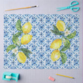 Italian Lemons Blue White Tile Decoupage  Tissuepapier (Craft)