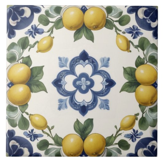Italian Lemons & Citrus Fruit with Blue Clover Tegeltje (Voorkant)