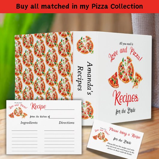 Italian Love & Pizza Party Bridal Shower Recipe Informatiekaartje