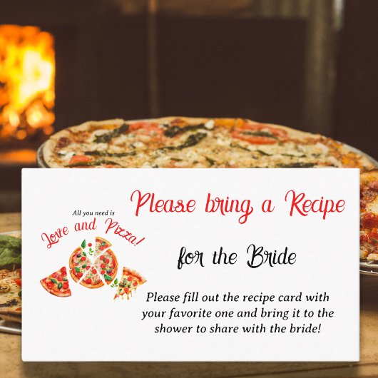 Italian Love & Pizza Party Bridal Shower Recipe Informatiekaartje