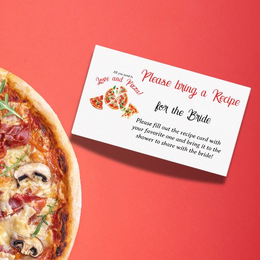 Italian Love & Pizza Party Bridal Shower Recipe Informatiekaartje