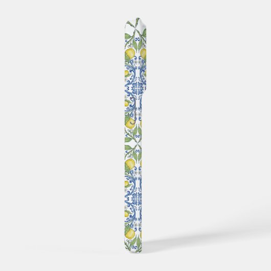 Italian Mediterranean Blue Tile Lemon Pattern iPhone Hoesje (Rechterkant)