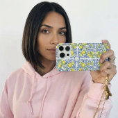 Italian Mediterranean Blue Tile Lemon Pattern iPhone Hoesje