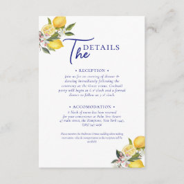 Italian Mediterranean Tile & Lemon Wedding   Informatiekaartje