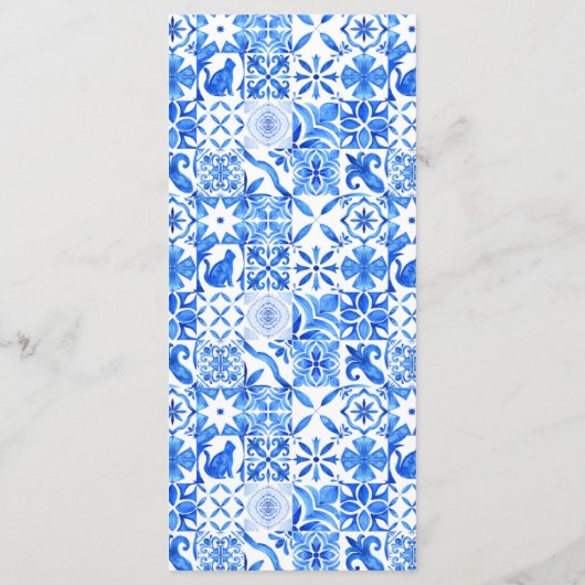 Italian Meditterranean Tiles Wedding Programmakaart (Achterkant)