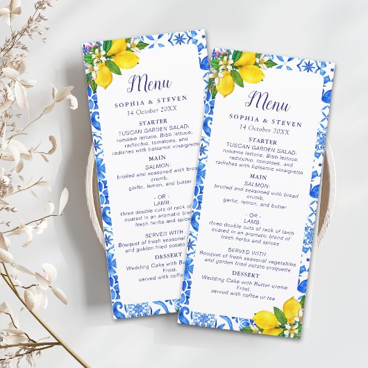 Italian Meditterranean Tiles Wedding Programmakaart