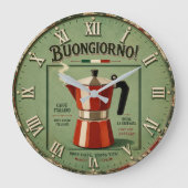 Italian Moka Pot Coffee Kitchen Decor Grote Klok (Voorkant)