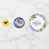 Italian Mosaic Blue Tile & Lemons Bridal Shower Confetti (Voorkanten)