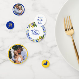 Italian Mosaic Blue Tile & Lemons Bridal Shower Confetti