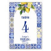 Italian Mosaic Blue Tile & Lemons Bridal Shower Kaart (Achterkant)