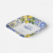 Italian Mosaic Blue Tile Lemons Bridal Shower Papieren Bordje (Gebogen)
