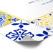 Italian Mosaic Blue Tile & Lemons Bridal Shower Poster (Hoek)