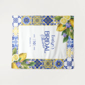 Italian Mosaic Blue Tile Lemons Bridal Shower Wandkleed (Voorkant (horizontaal))