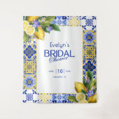Italian Mosaic Blue Tile Lemons Bridal Shower Wandkleed (Voorkant)