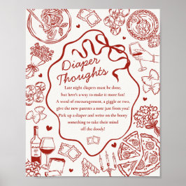 Italian Pasta Baby Shower Diaper Thoughts Game Poster