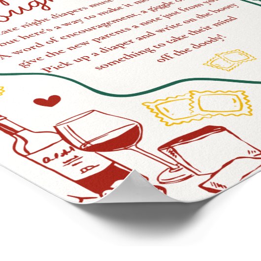 Italian Pasta Baby Shower Diaper Thoughts Game Poster (Hoek)