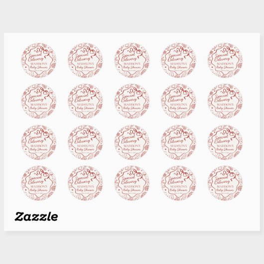 Italian Pasta Baby Shower Envelope Seal Ronde Sticker (Vel)