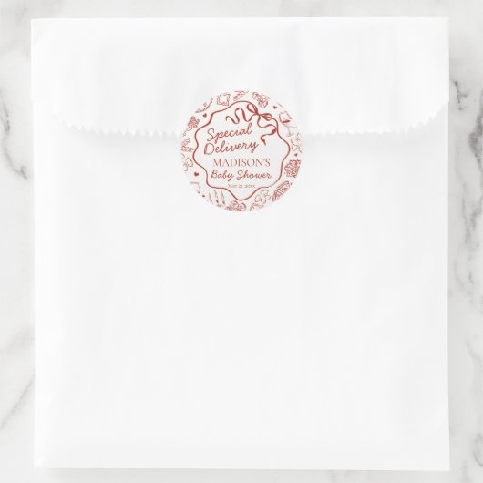 Italian Pasta Baby Shower Envelope Seal Ronde Sticker (Tas)
