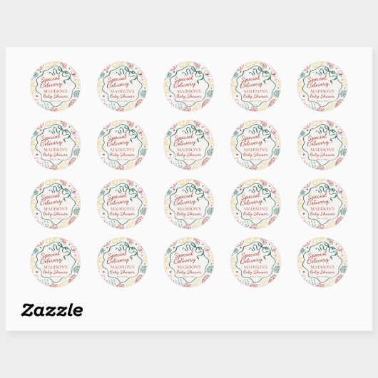 Italian Pasta Baby Shower Envelope Seal Ronde Sticker (Vel)