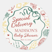 Italian Pasta Baby Shower Envelope Seal Ronde Sticker (Voorkant)