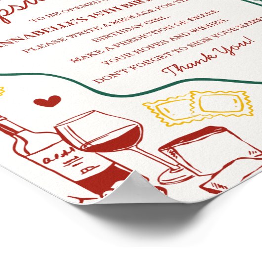 Italian Pasta Baby Shower Time Capsule Game Poster (Hoek)