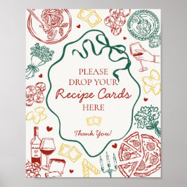 Italian Pasta Bridal Shower Share A Recipe Sign Poster