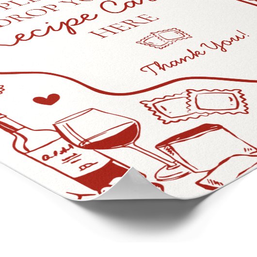 Italian Pasta Bridal Shower Share A Recipe Sign Poster (Hoek)