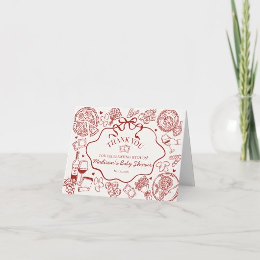 Italian Pasta Dinner Party Thank You Card  Bedankkaart (Voorkant)