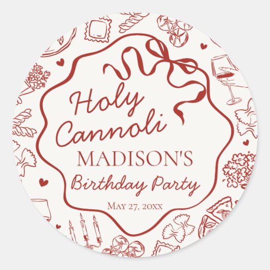 Italian Pasta Holy Cannoli Birthday Envelope Seal Ronde Sticker (Voorkant)