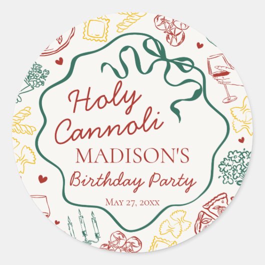 Italian Pasta Holy Cannoli Birthday Envelope Seal Ronde Sticker (Voorkant)