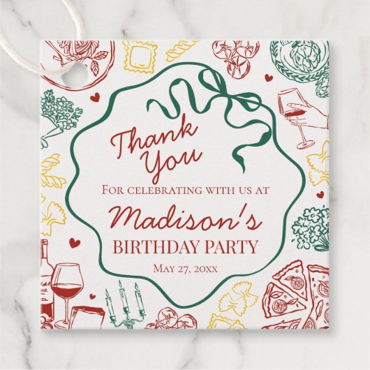 Italian Pasta Holy Cannoli Birthday Party Bedankjes Labels (Voorkant)