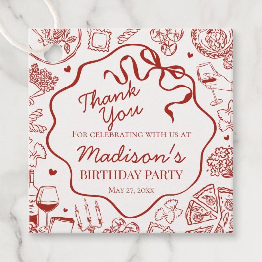 Italian Pasta Holy Cannoli Birthday Party Bedankjes Labels (Voorkant)